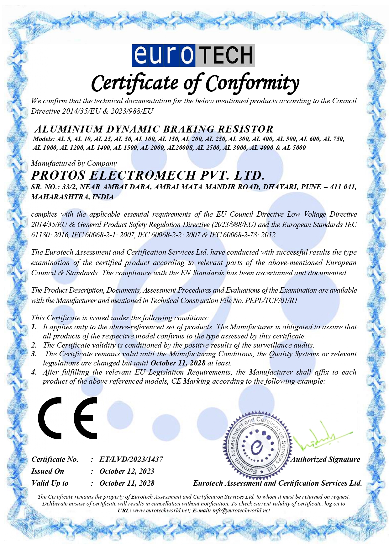 CE Certificate 2028